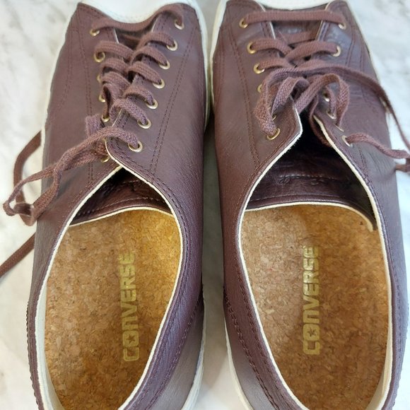 Converse Unisex Brown Leather Lace Up Size Men-10.5 Beautiful all leather . - Picture 6 of 8